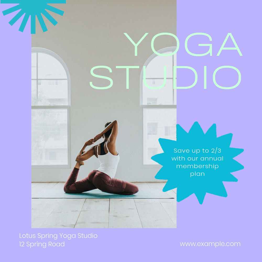 Yoga studio Instagram post template, editable text