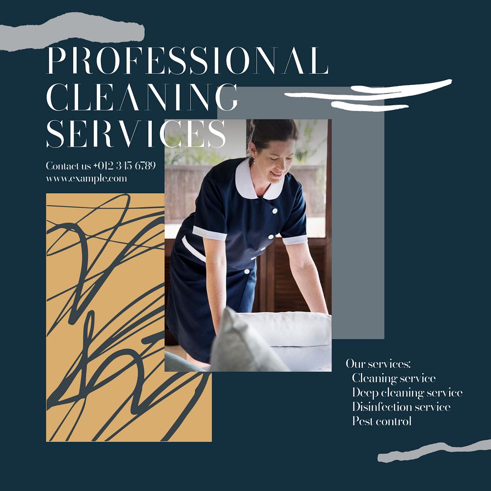 Cleaning service Instagram post template, editable text