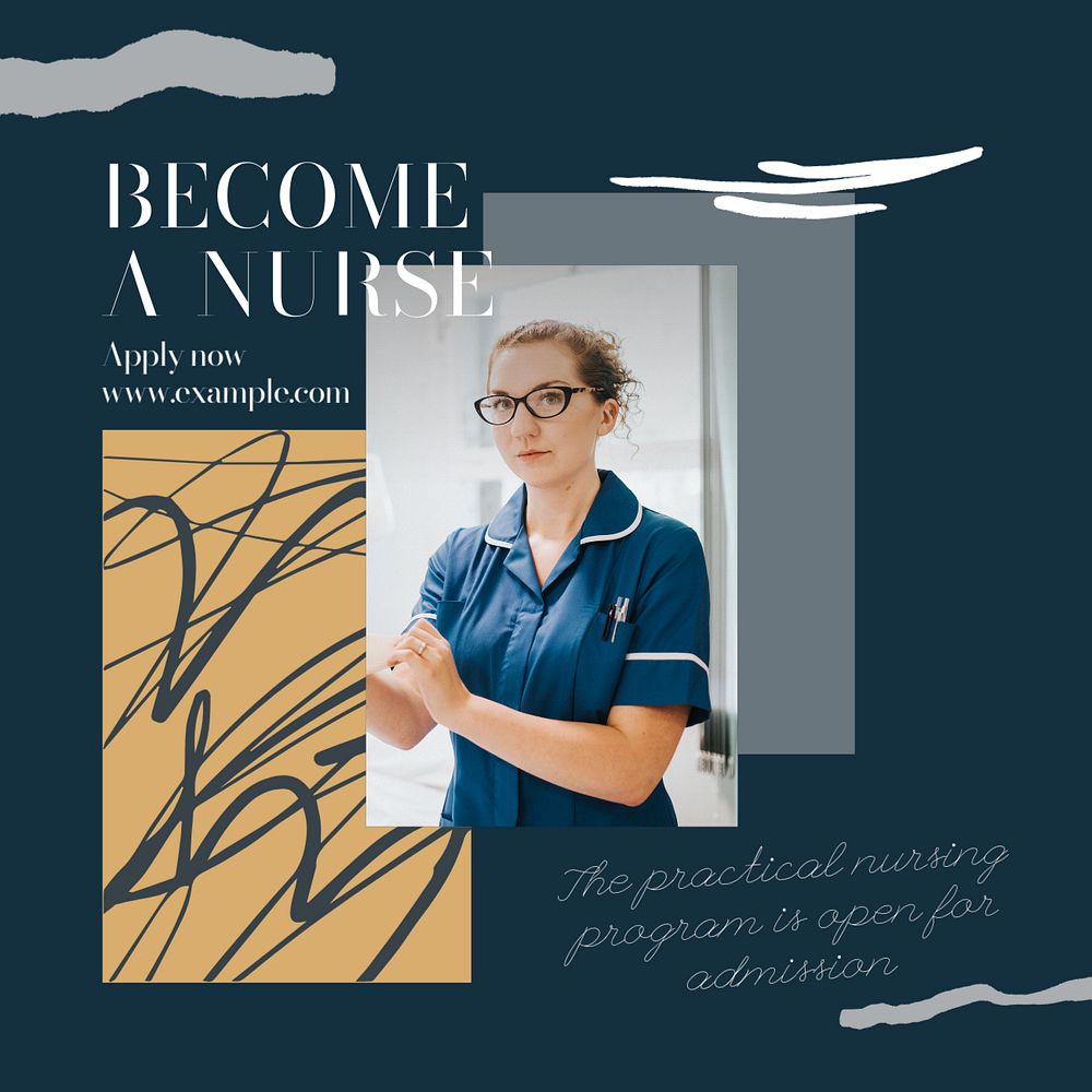 Nursing program Instagram post template, editable text