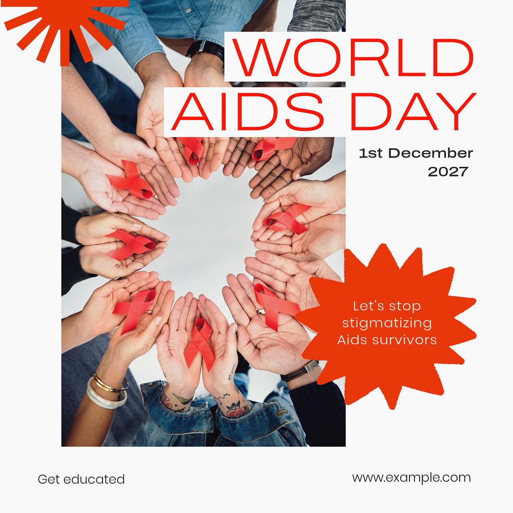 World aids day Instagram post template, editable text