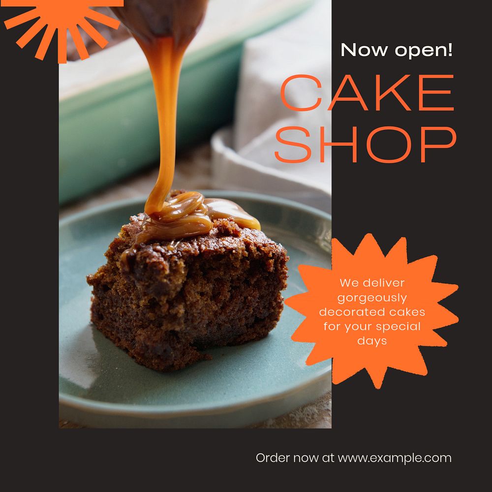 Cake shop Instagram post template, editable text