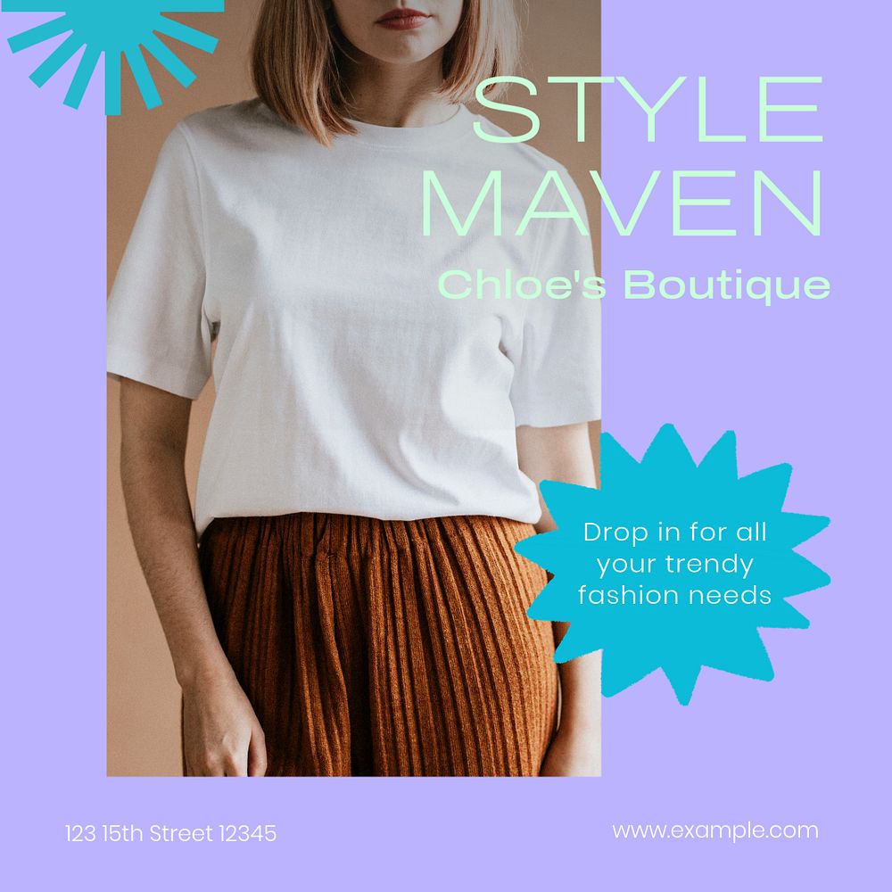 Style maven Instagram post template, editable text