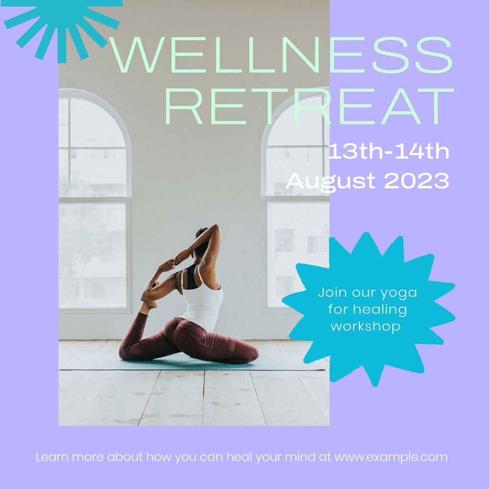 Wellness retreat Instagram post template, editable text