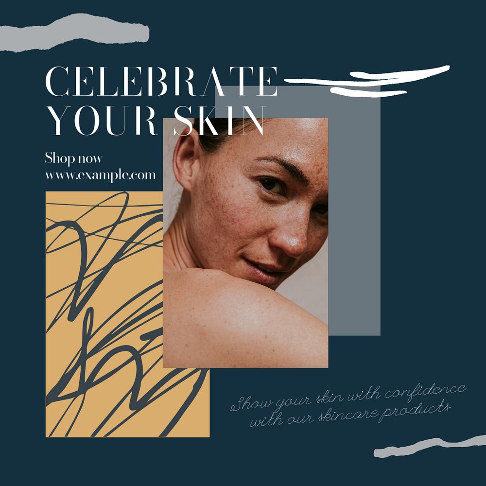 Celebrate your skin Instagram post template, editable text