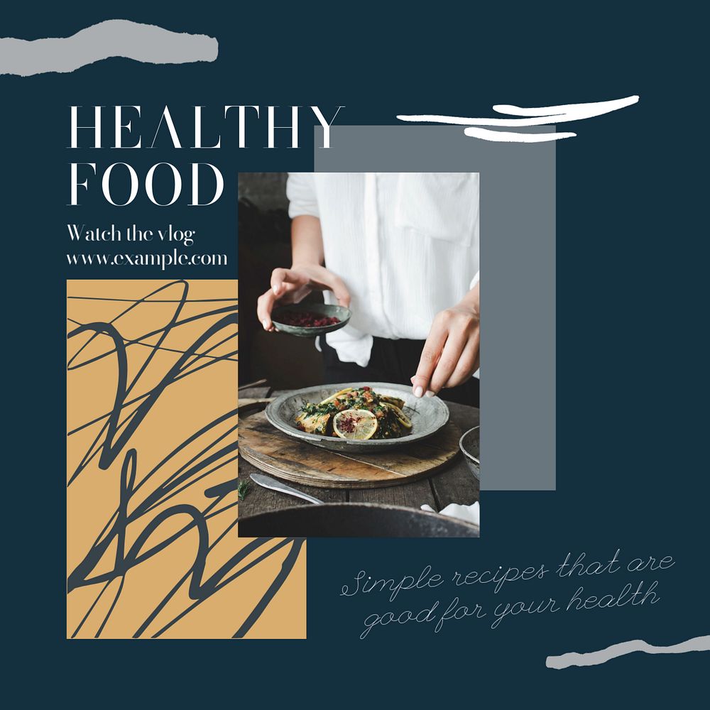 Healthy food Instagram post template, editable text