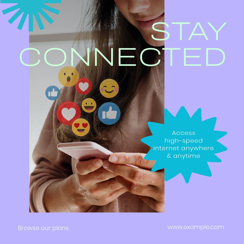 Stay connected Instagram post template, editable text