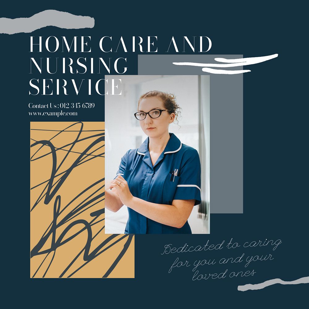 Nursing service Instagram post template, editable text