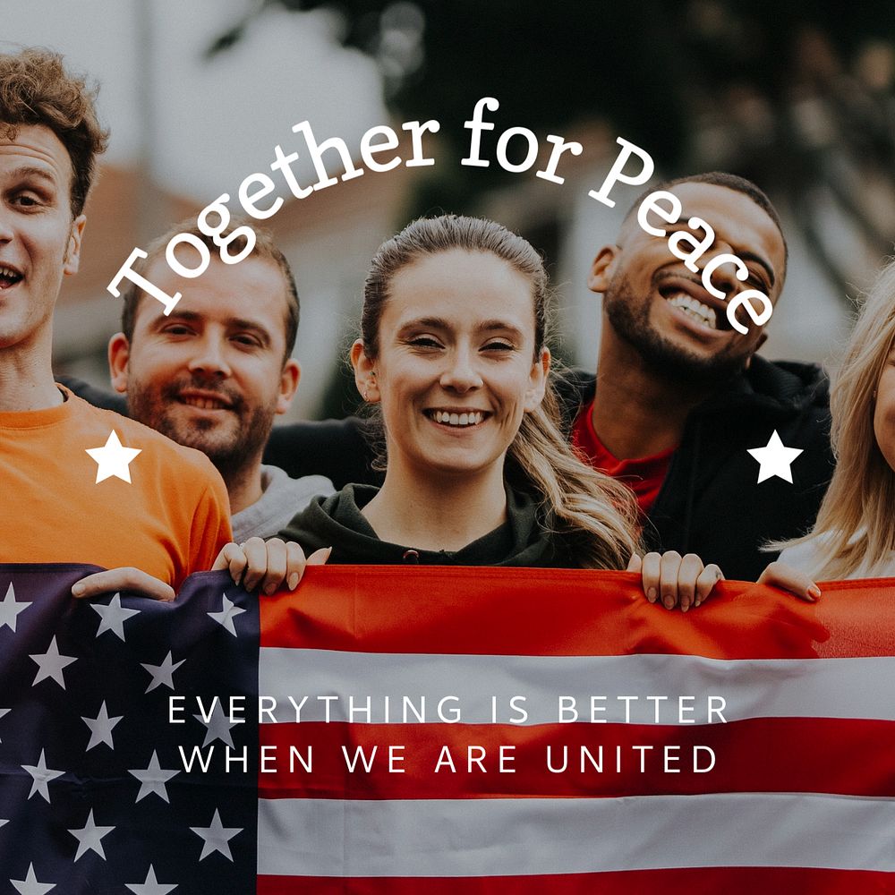 Together & peace Instagram post template, editable text