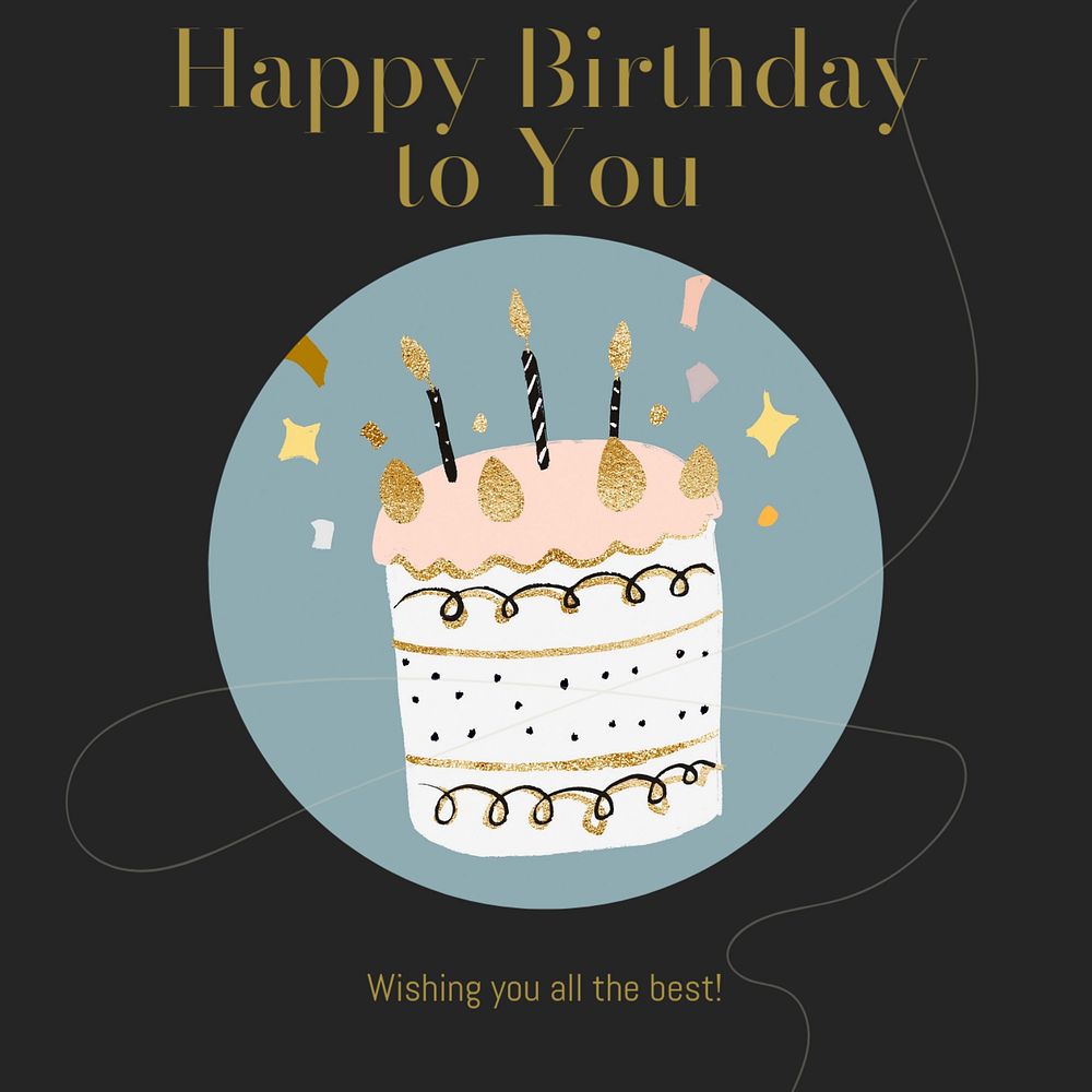 Happy birthday Instagram post template, editable text