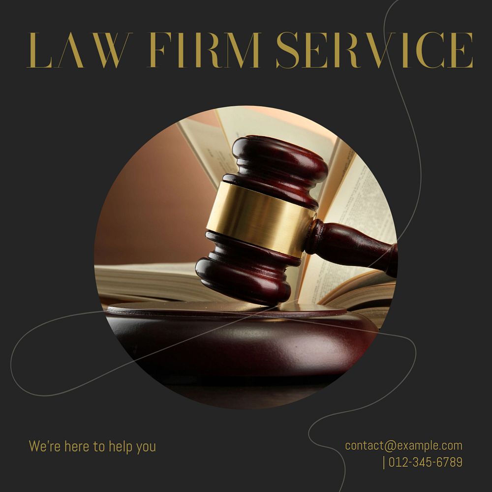 Law firm service Instagram post template, editable text