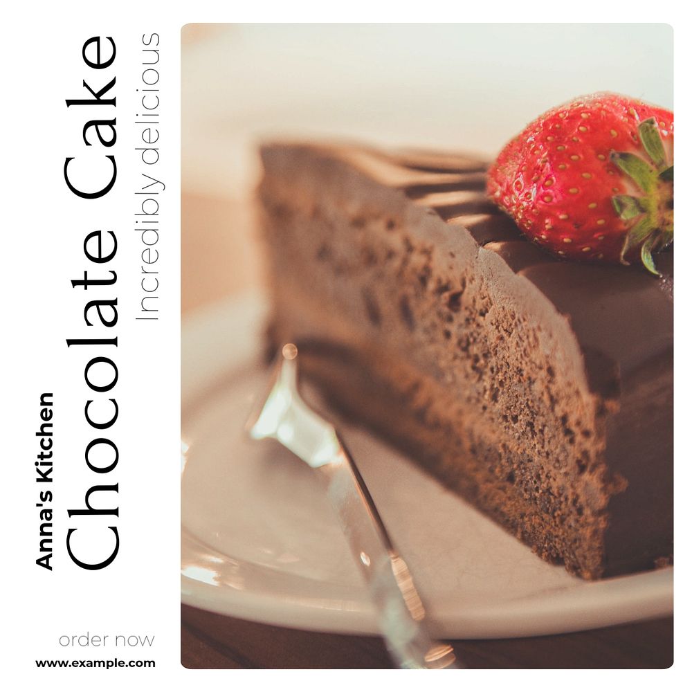 Chocolate cake Instagram post template, editable text