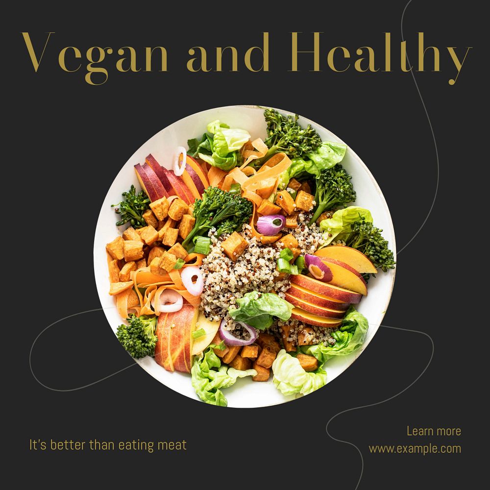 Vegan food Instagram post template, editable text