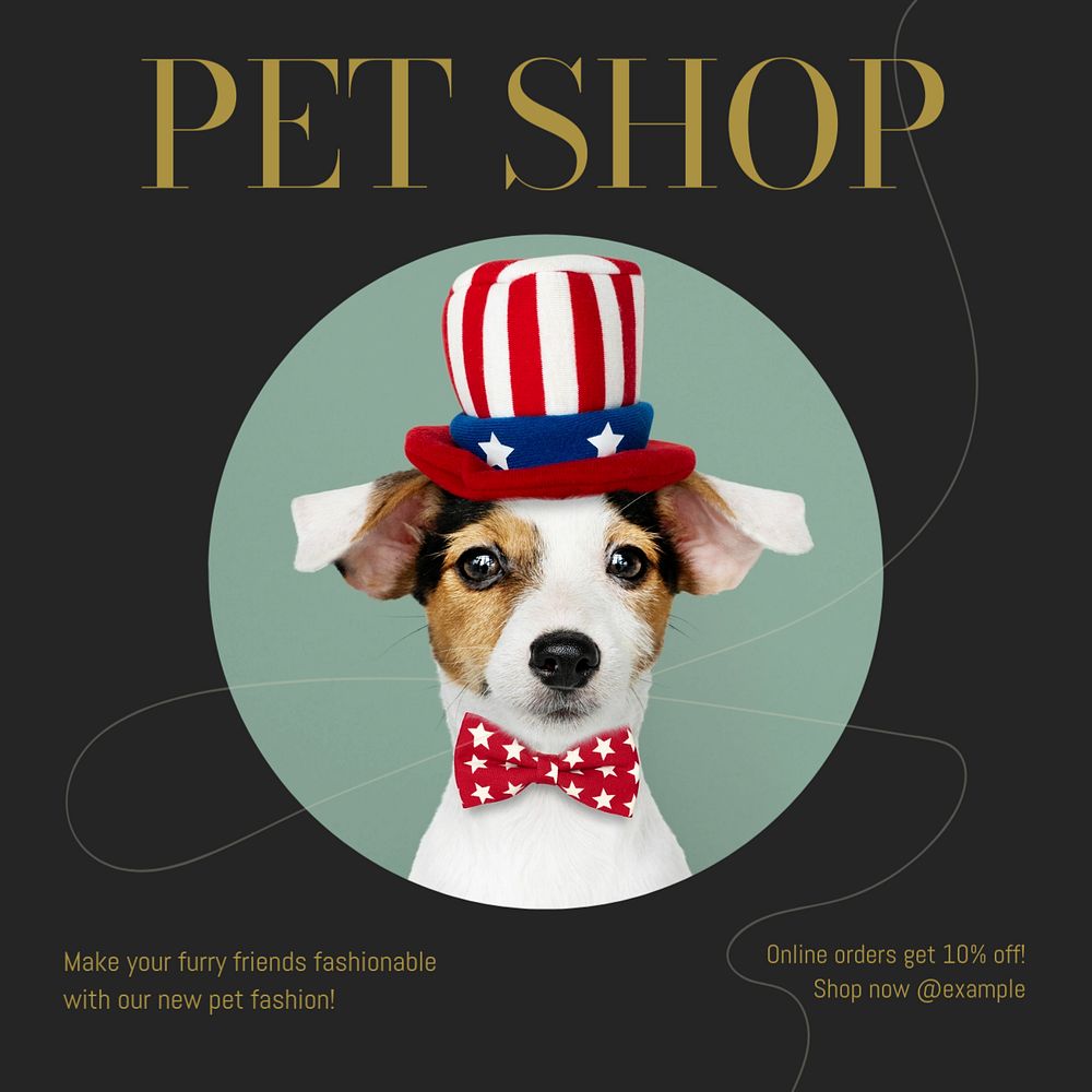 Pet shop Instagram post template, editable text