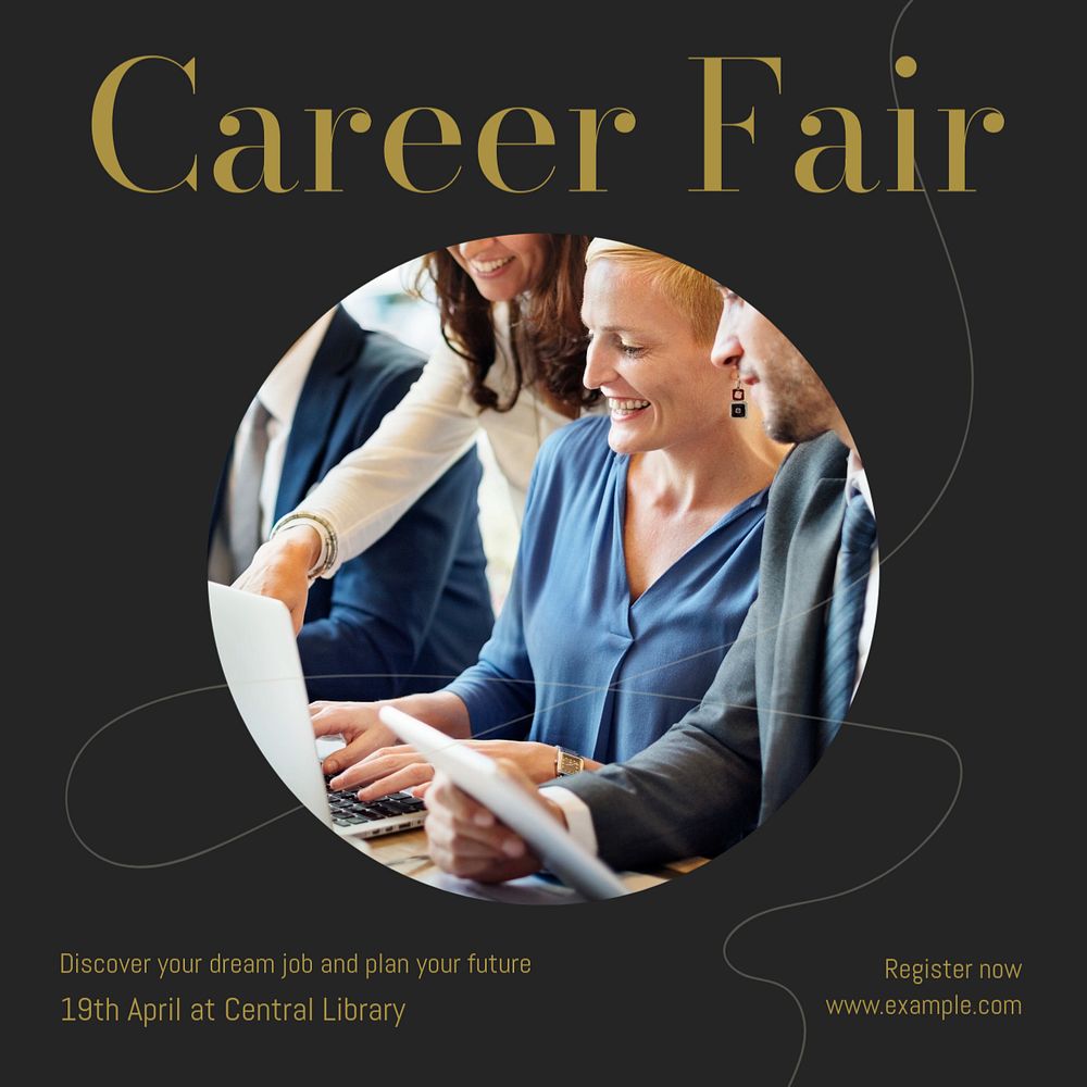 Career fair Instagram post template, editable text