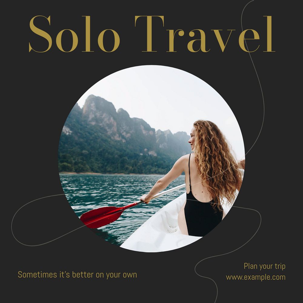 Solo travel Instagram post template, editable text