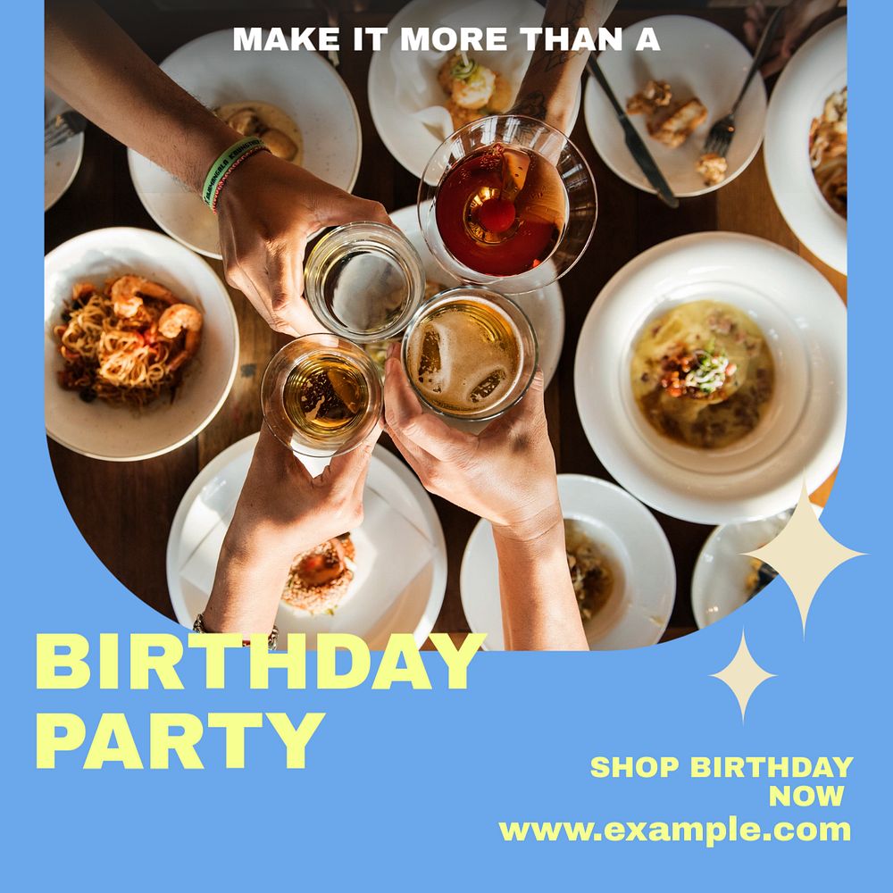 Birthday party Instagram post template, editable text