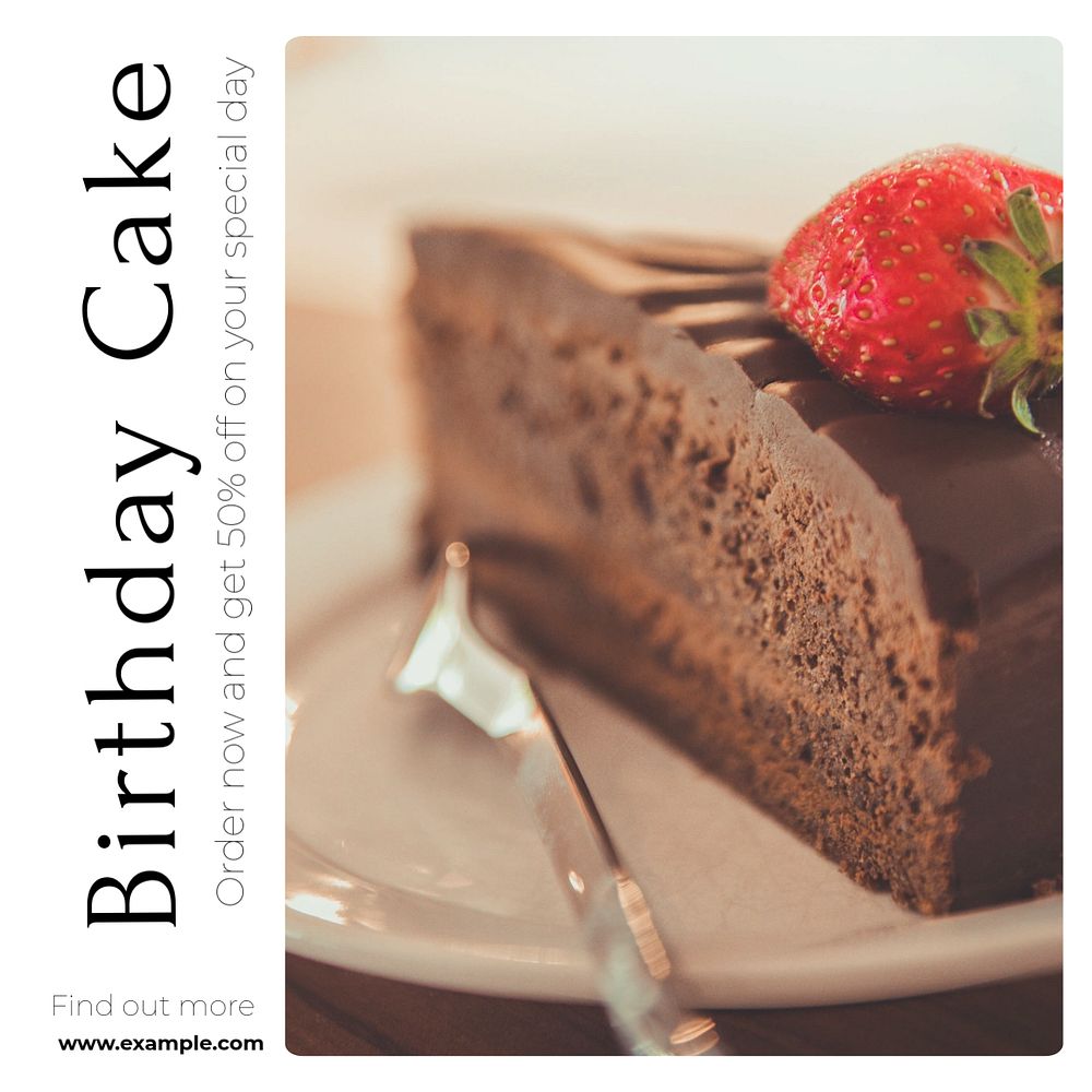 Birthday cake Instagram post template, editable text