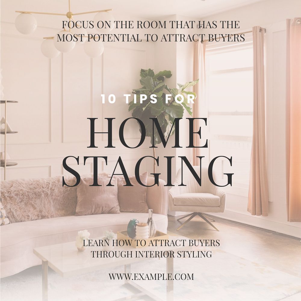 Home staging  Instagram post template, editable text