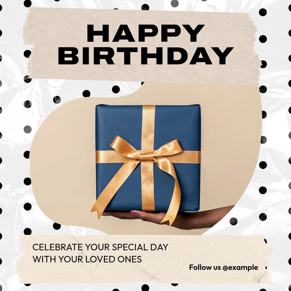 Happy birthday Instagram post template, editable text