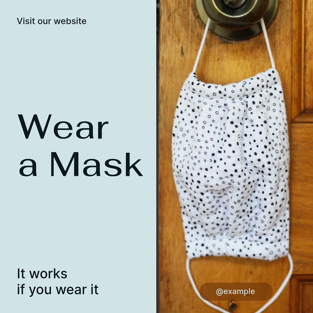 Wear a mask Instagram post template, editable text