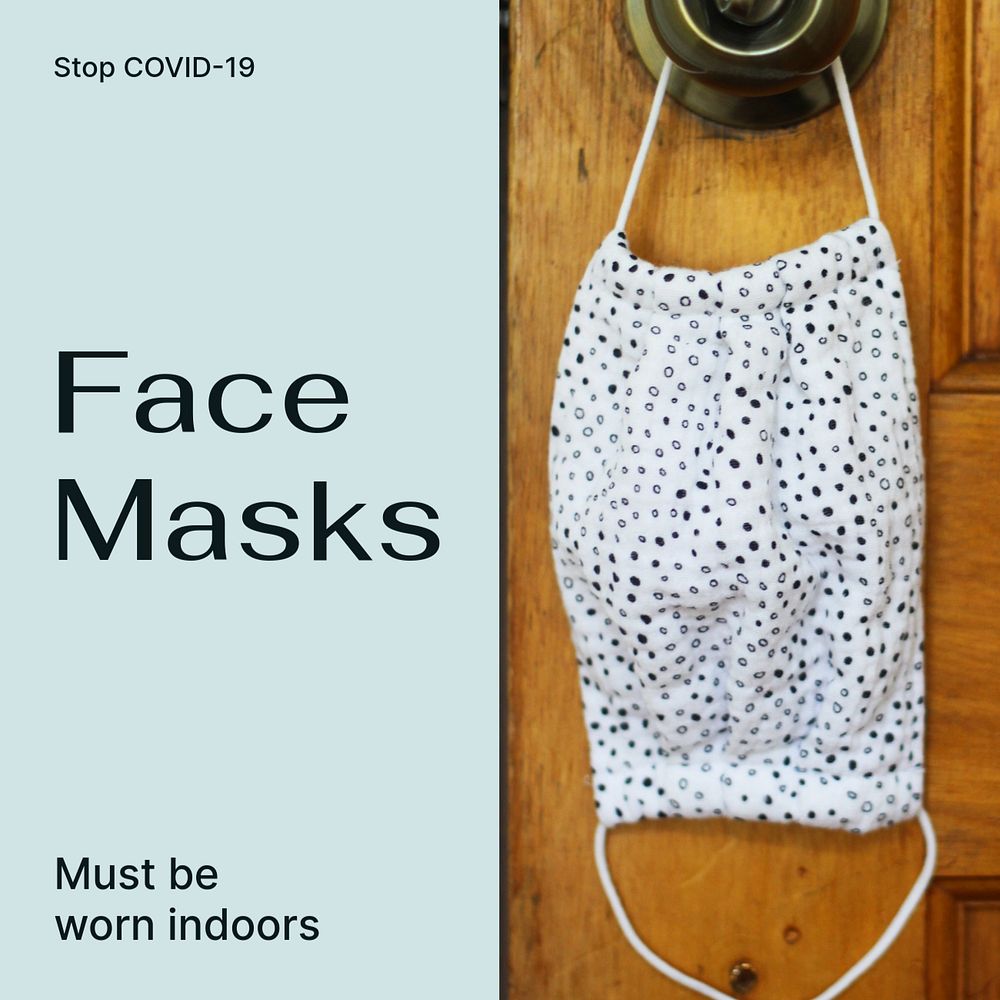 Face masks Instagram post template, editable text