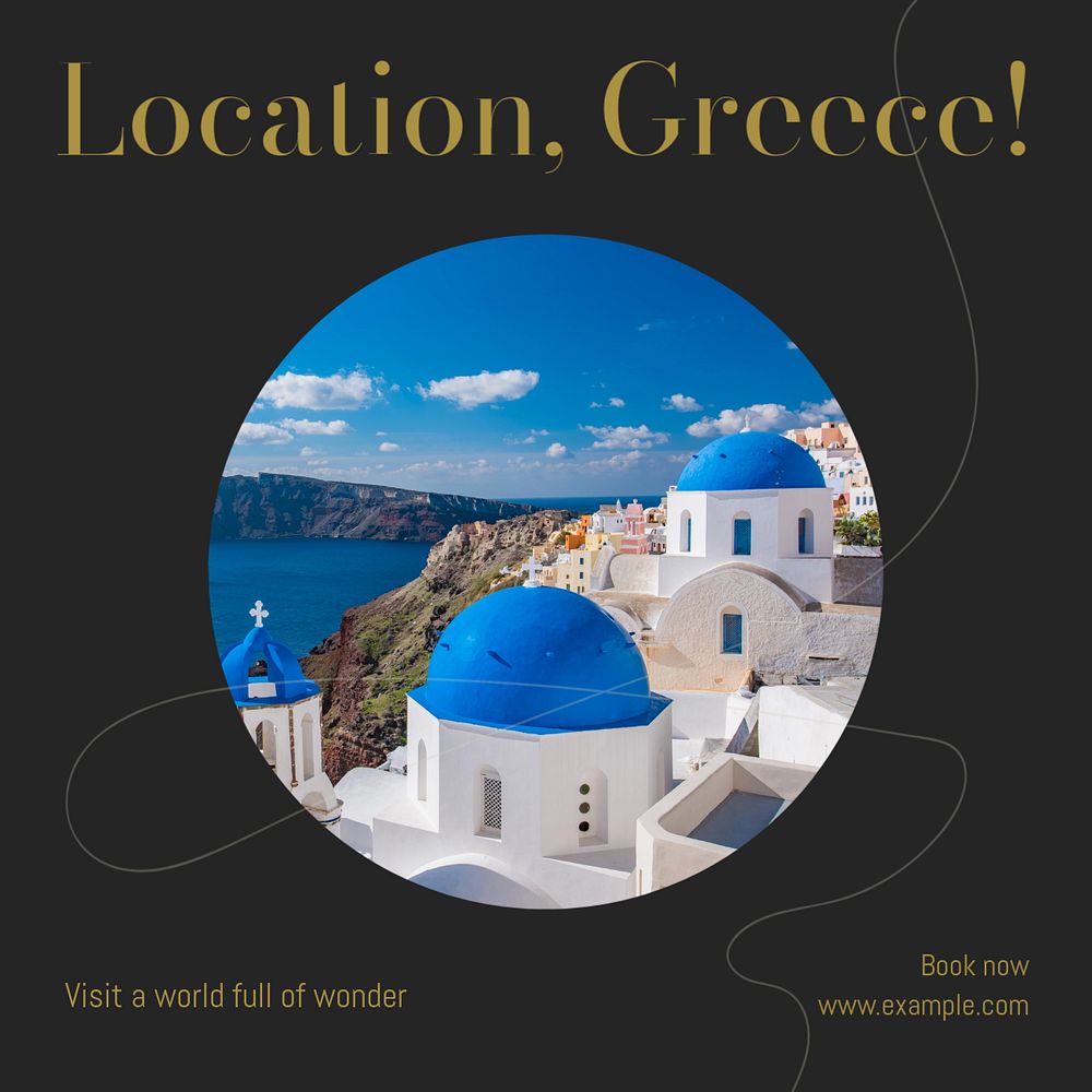 Greece holiday Instagram post template, editable text