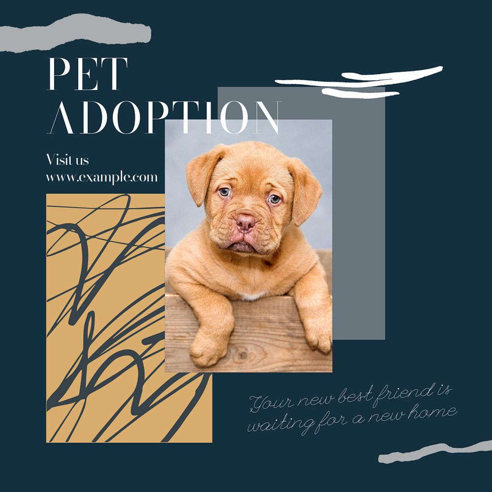 Pet adoption Instagram post template, editable text