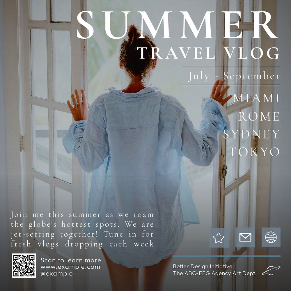 Summer travel  Instagram post template, editable text