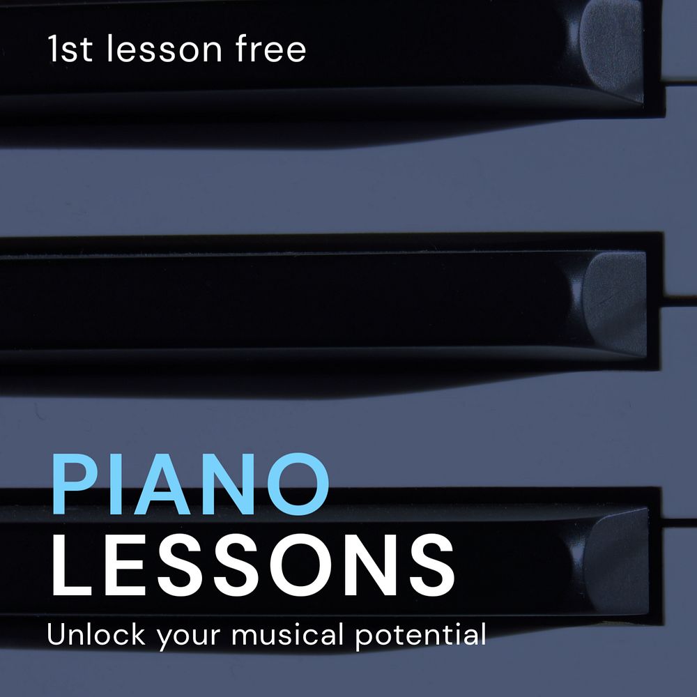 Piano lessons Instagram post template, editable text