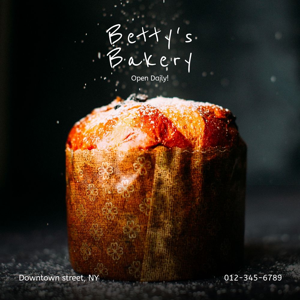 Bakery shop  Instagram post template, editable text