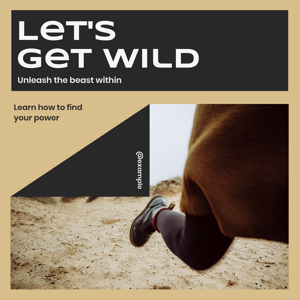 Get wild Instagram post template, editable text