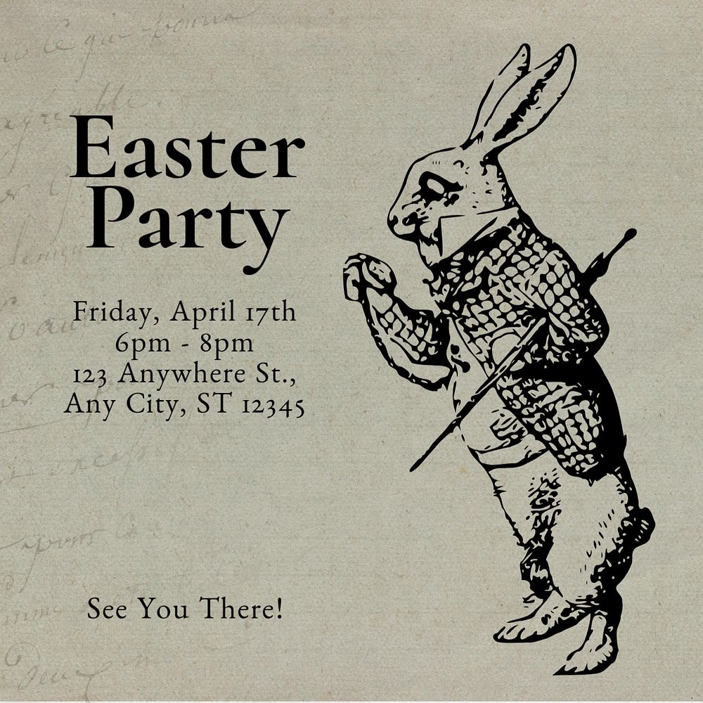 Easter party invitation Instagram post template, editable text