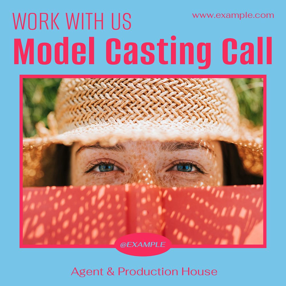 Model casting call Instagram post template, editable text