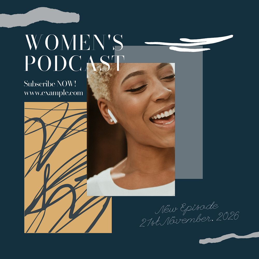 Women's podcast Instagram post template, editable text