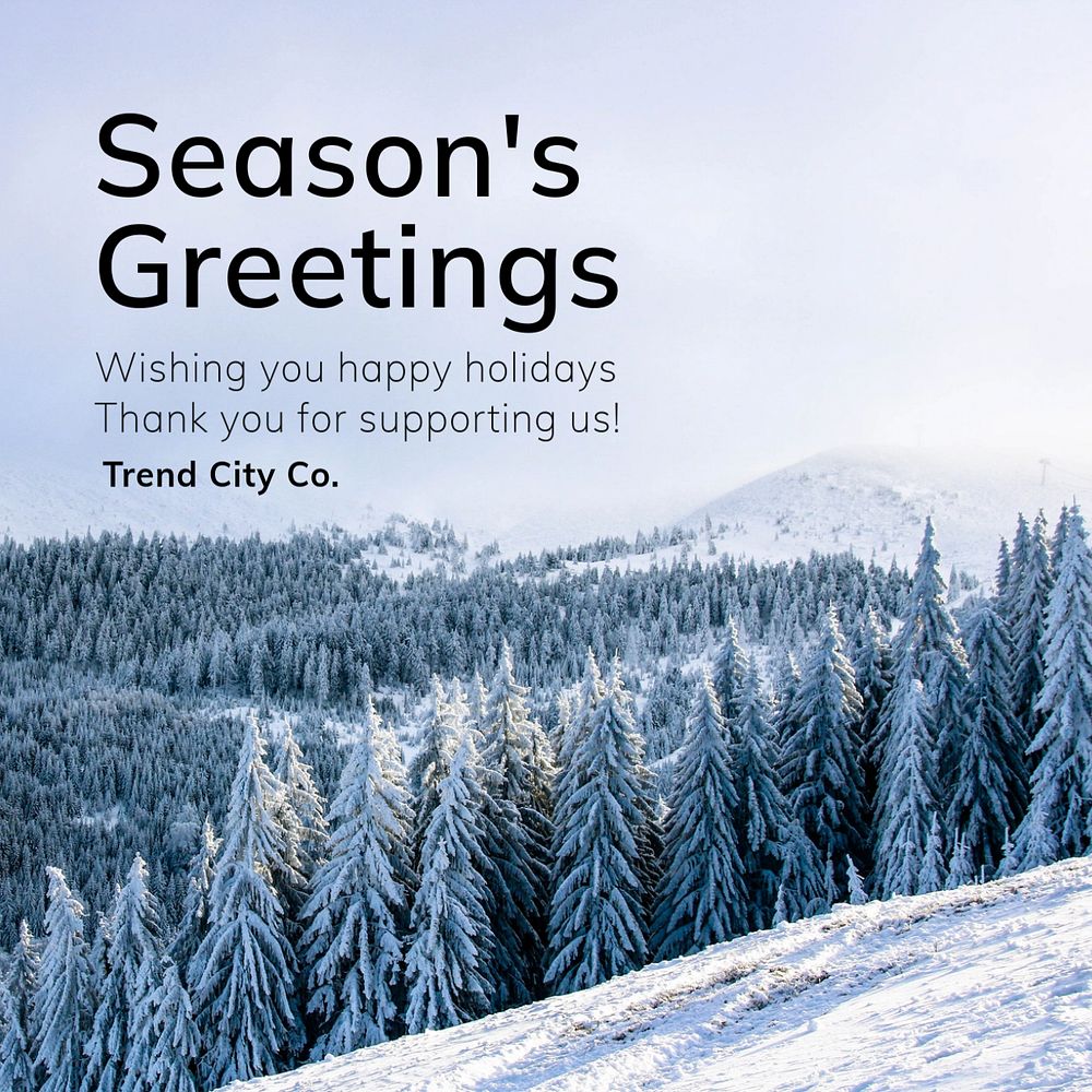 Season's greetings Instagram post template, editable text