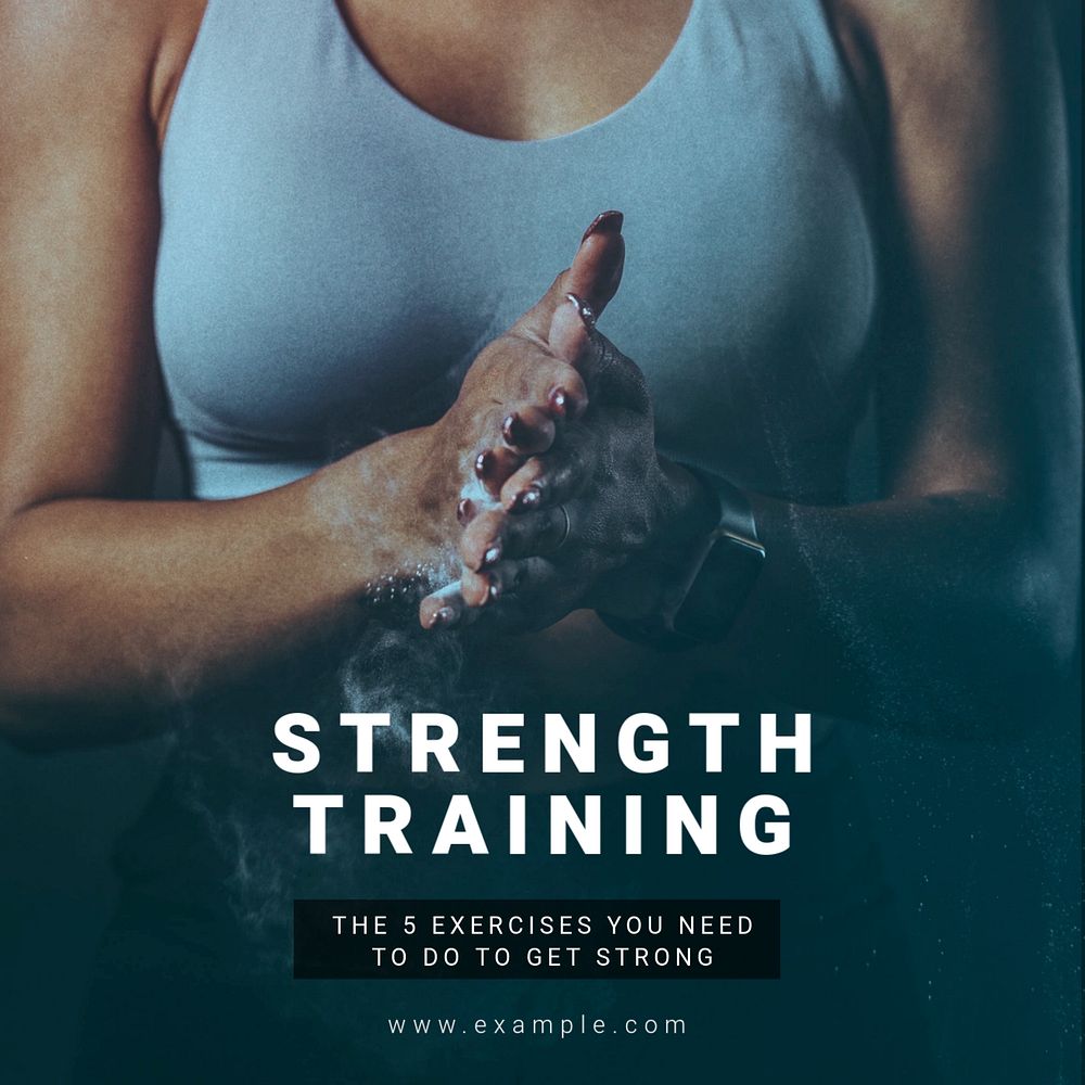 Strength training Instagram post template, editable text