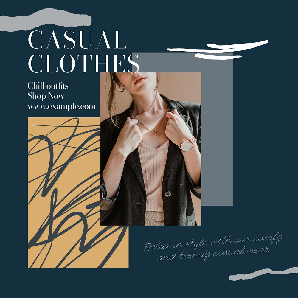 Casual clothes Instagram post template, editable text