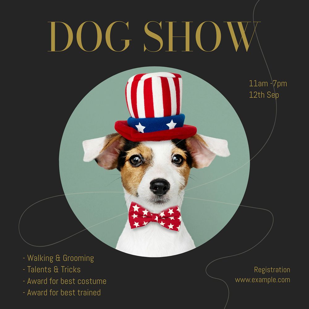 Dog show Instagram post template, editable text