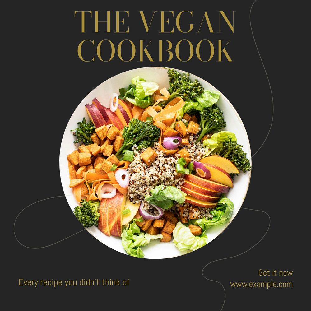 Vegan cooking Instagram post template, editable text