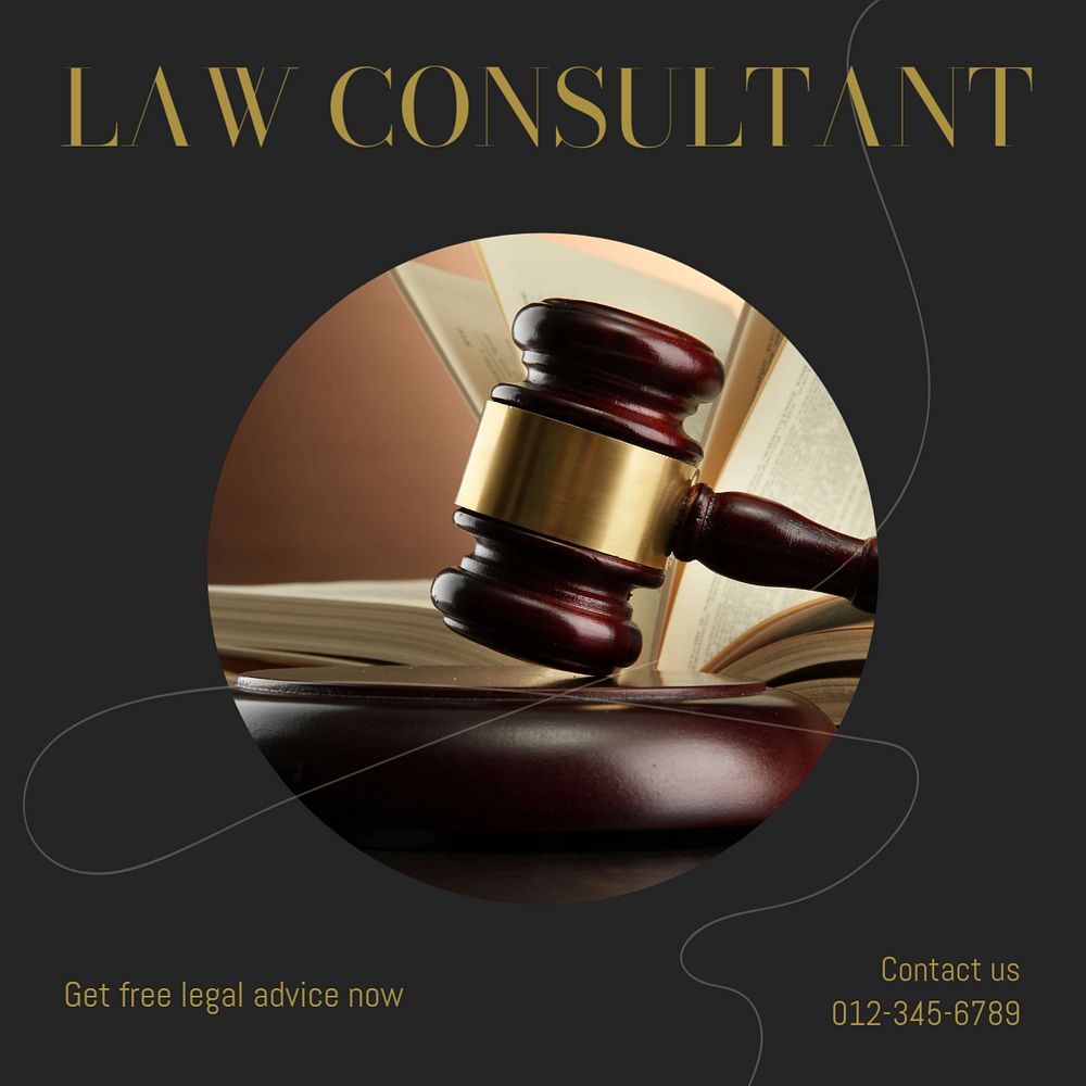 Law consultant Instagram post template, editable text