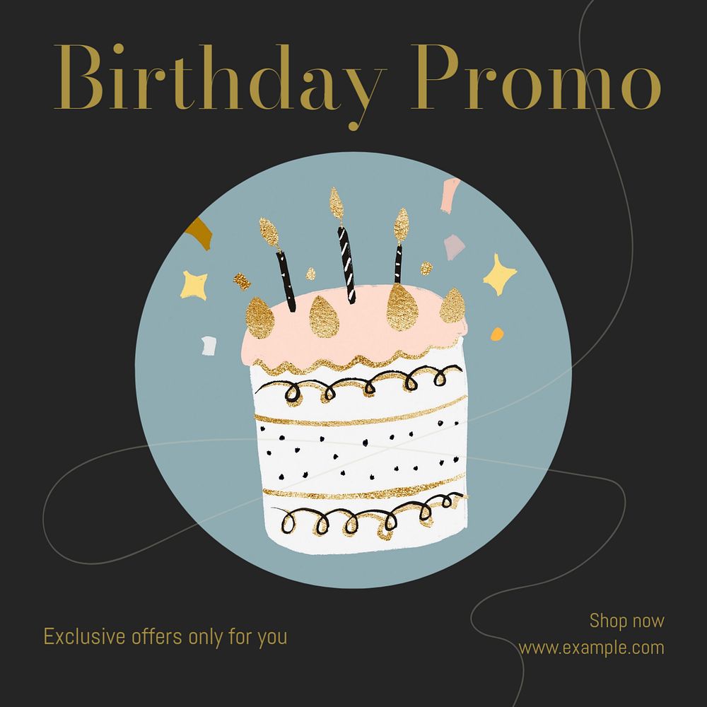 Birthday promo Instagram post template, editable text