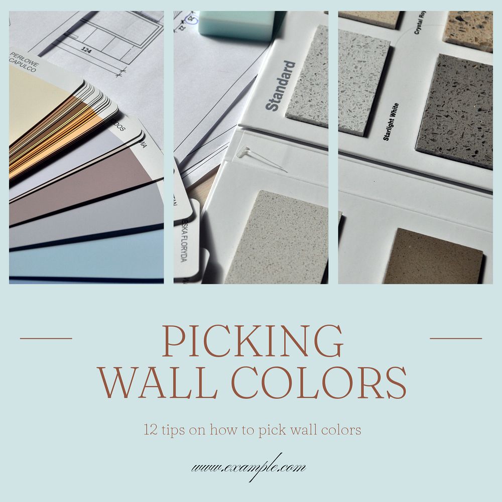 Wall colors Instagram post template, editable text