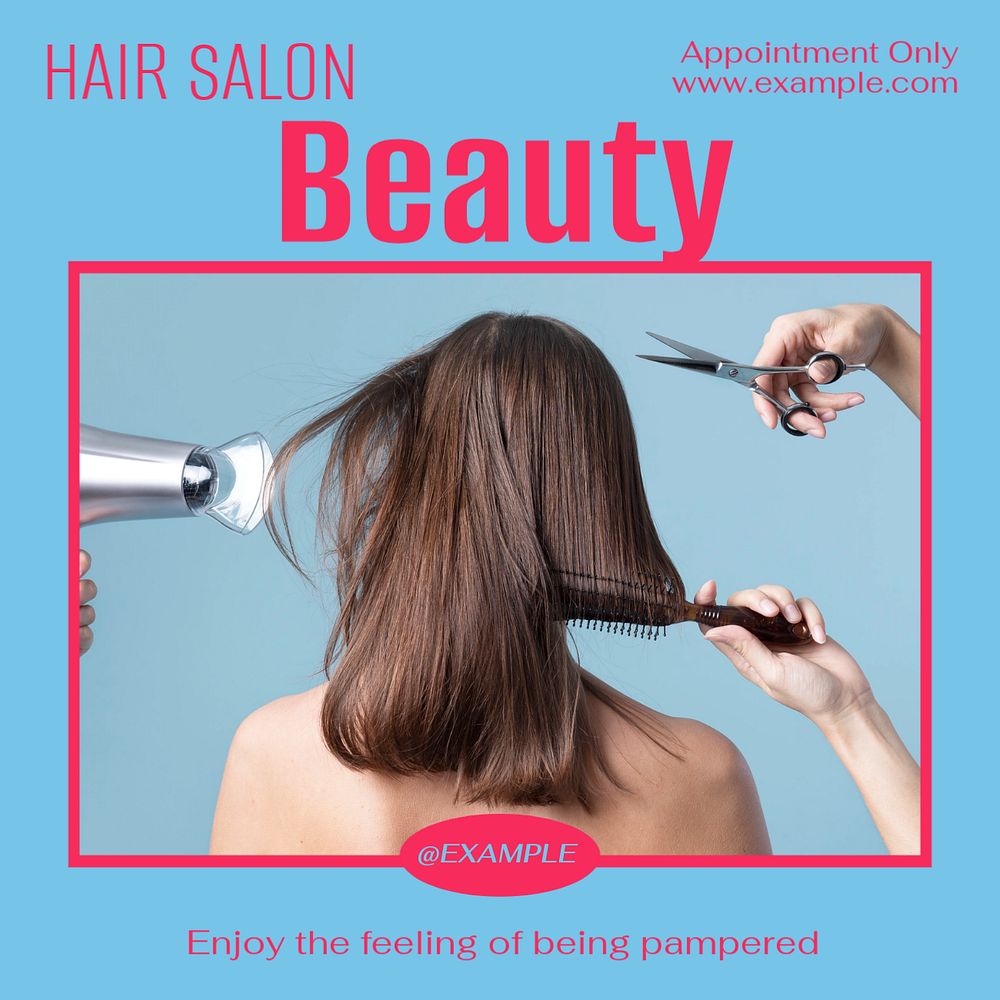 Beauty hair salon Instagram post template, editable text