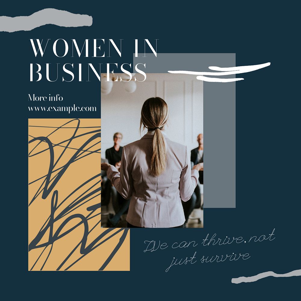 Women in business Instagram post template, editable text