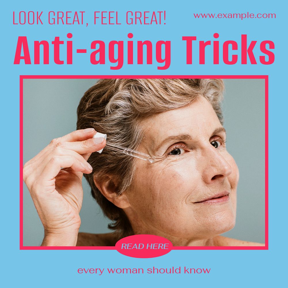 Anti-aging tricks Instagram post template, editable text