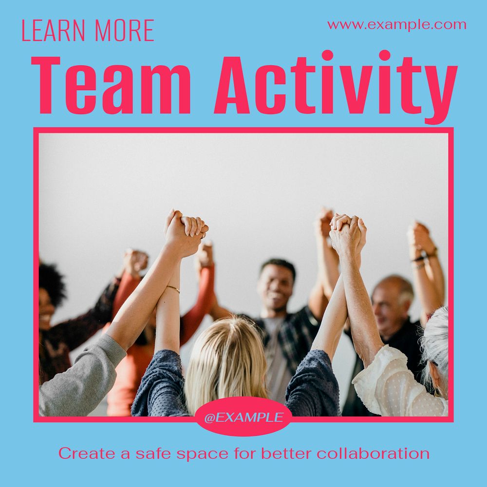 Team activity Instagram post template, editable text