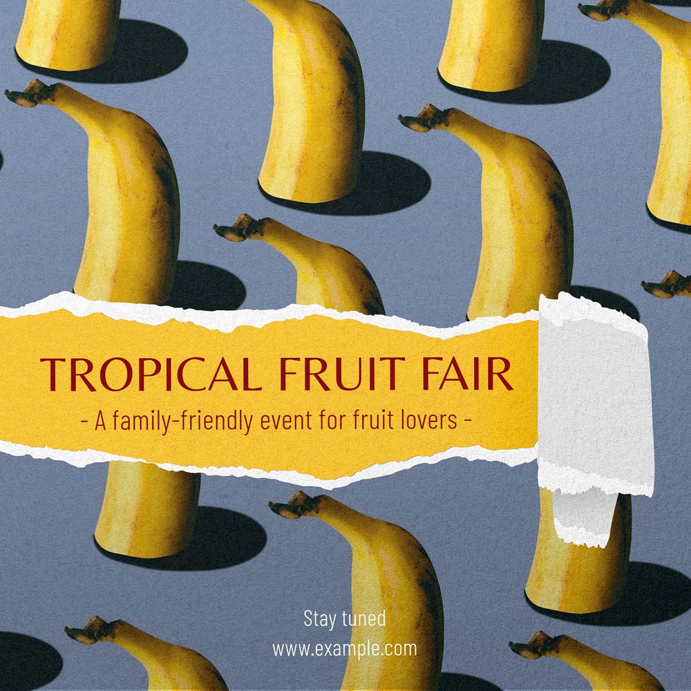 Tropical fruit fair Instagram post template, editable text