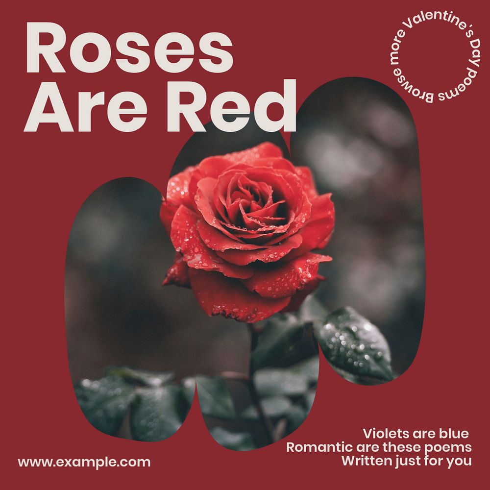 Valentine's poems Instagram post template, editable text