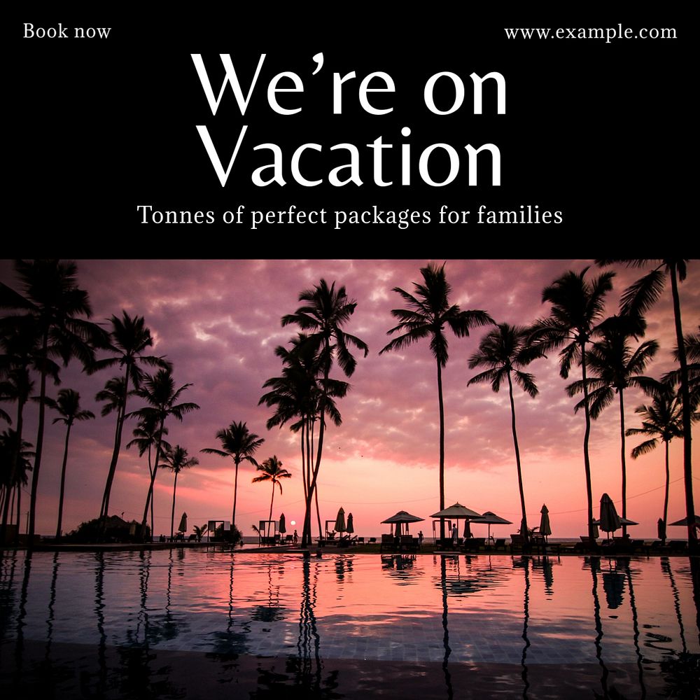 Vacation packages  Instagram post template, editable text