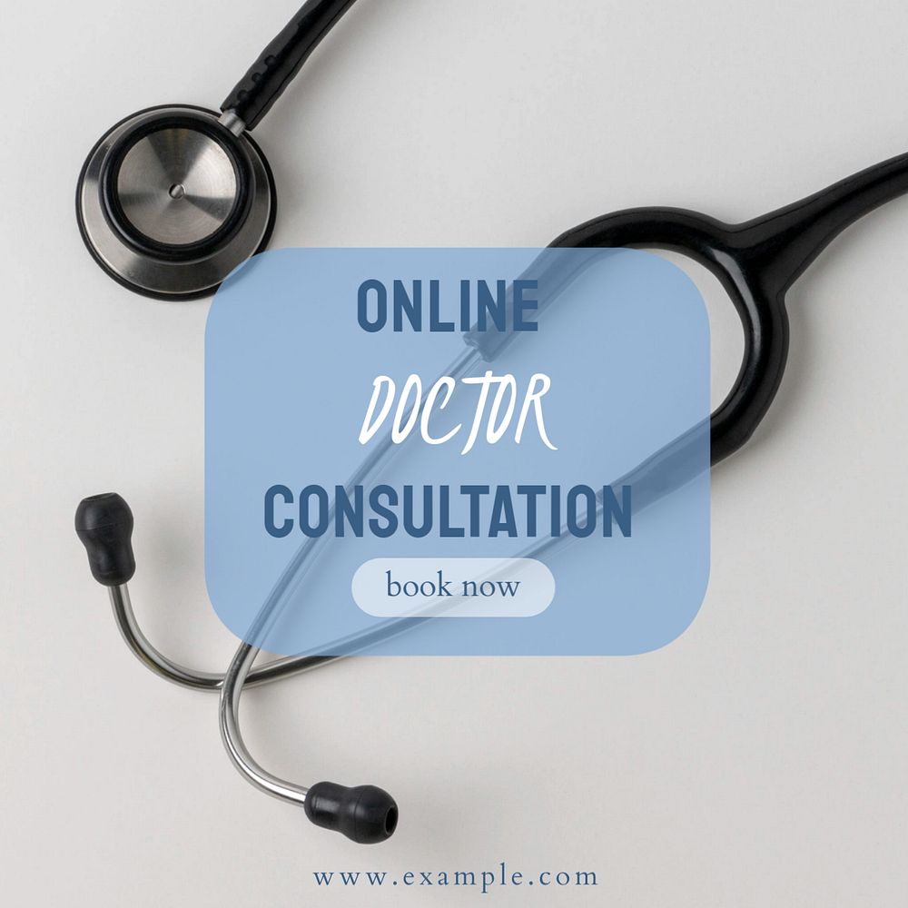 Online doctor consultation  Instagram post template, editable text